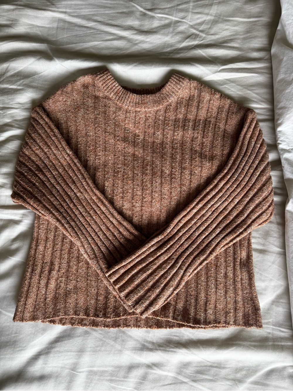 Zara Kids Ribbed Crewneck Sweater in Dusty Mauve